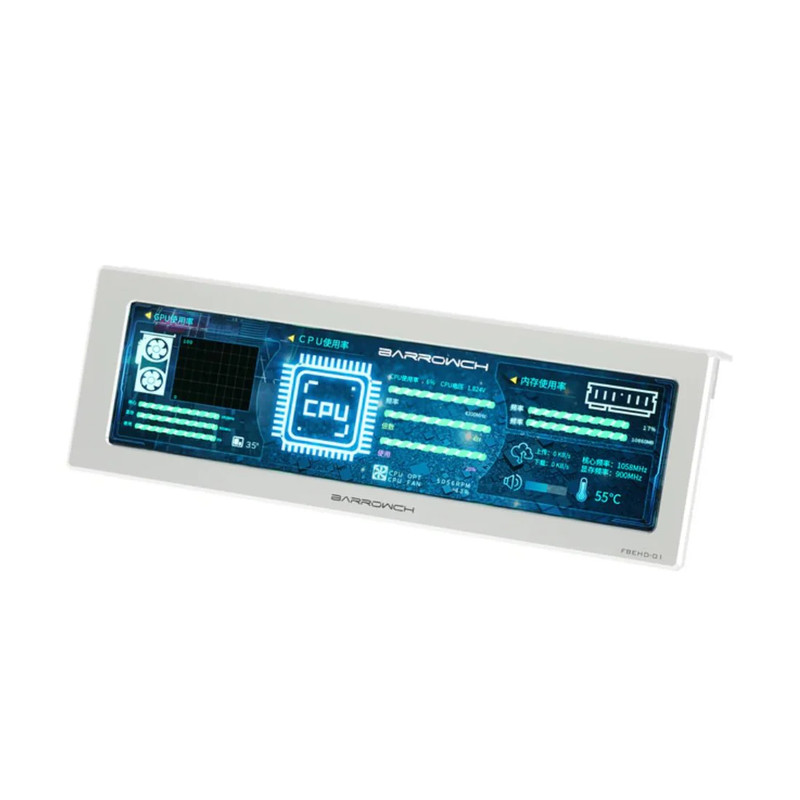 Barrowch 250mm IPS High Definition System Monitoring LCD Display - Silver - مؤشر حرارة